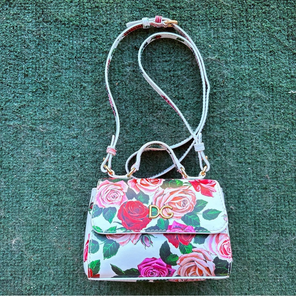 Dolce & Gabbana Bambino Floral Crossbody Bag with Gold Accents